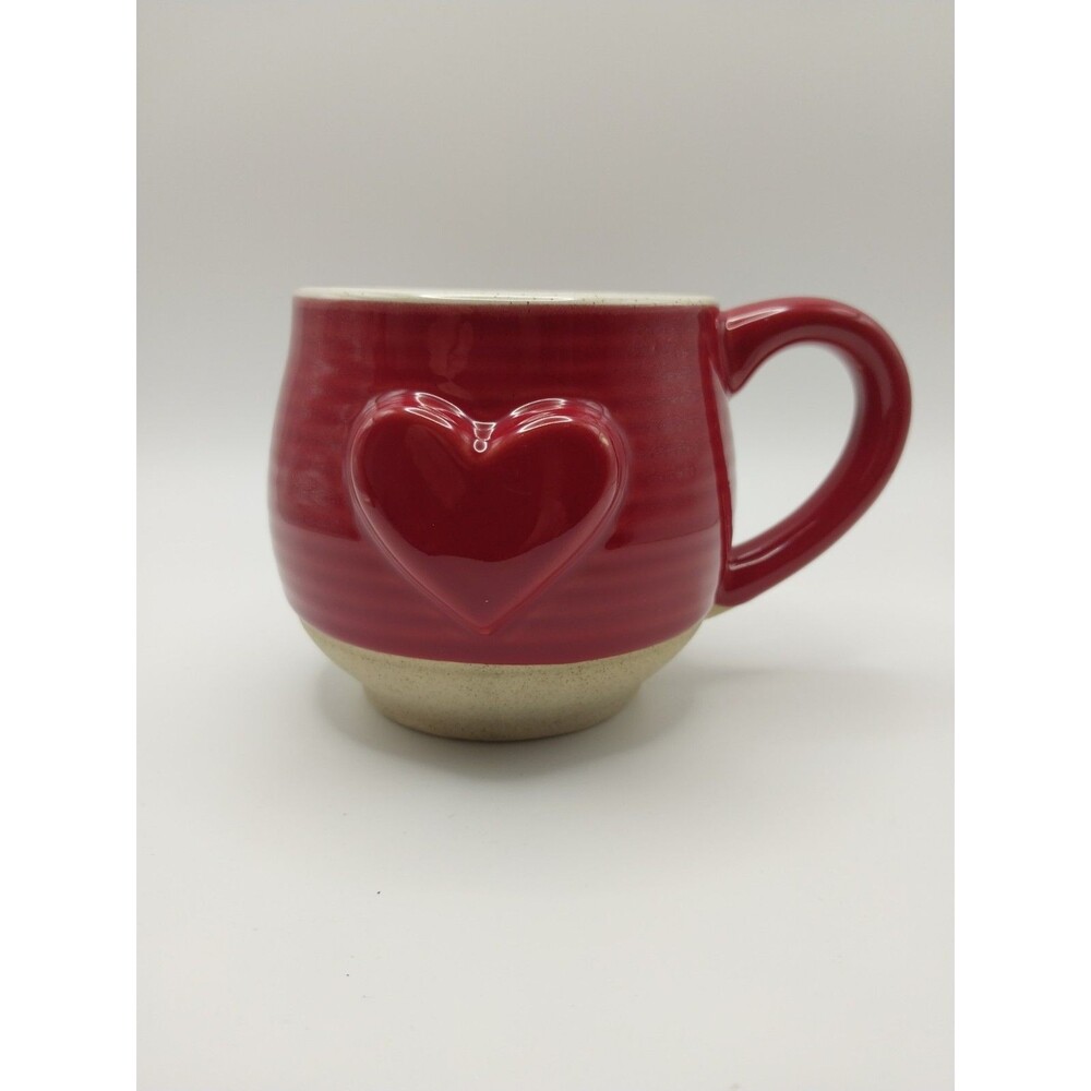 Demdaco "Love Fully" Red Heart Stoneware Coffee Mug Cup 14.5 oz Carrie Meagher